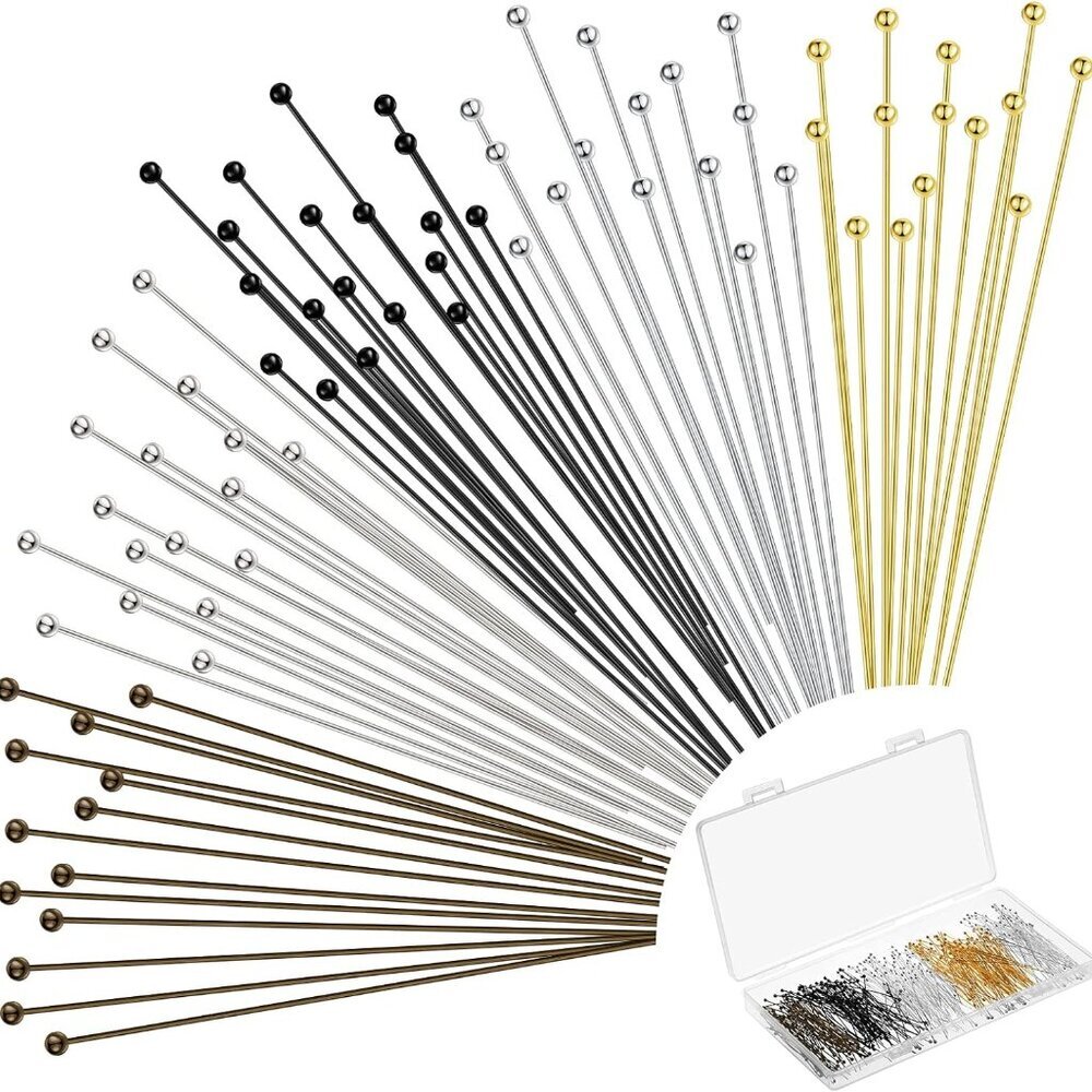 500 Pcs 2 Inch Eye Pins for Jewelry Making Flat Head Pins 50 mm Brass Jewelry Ma